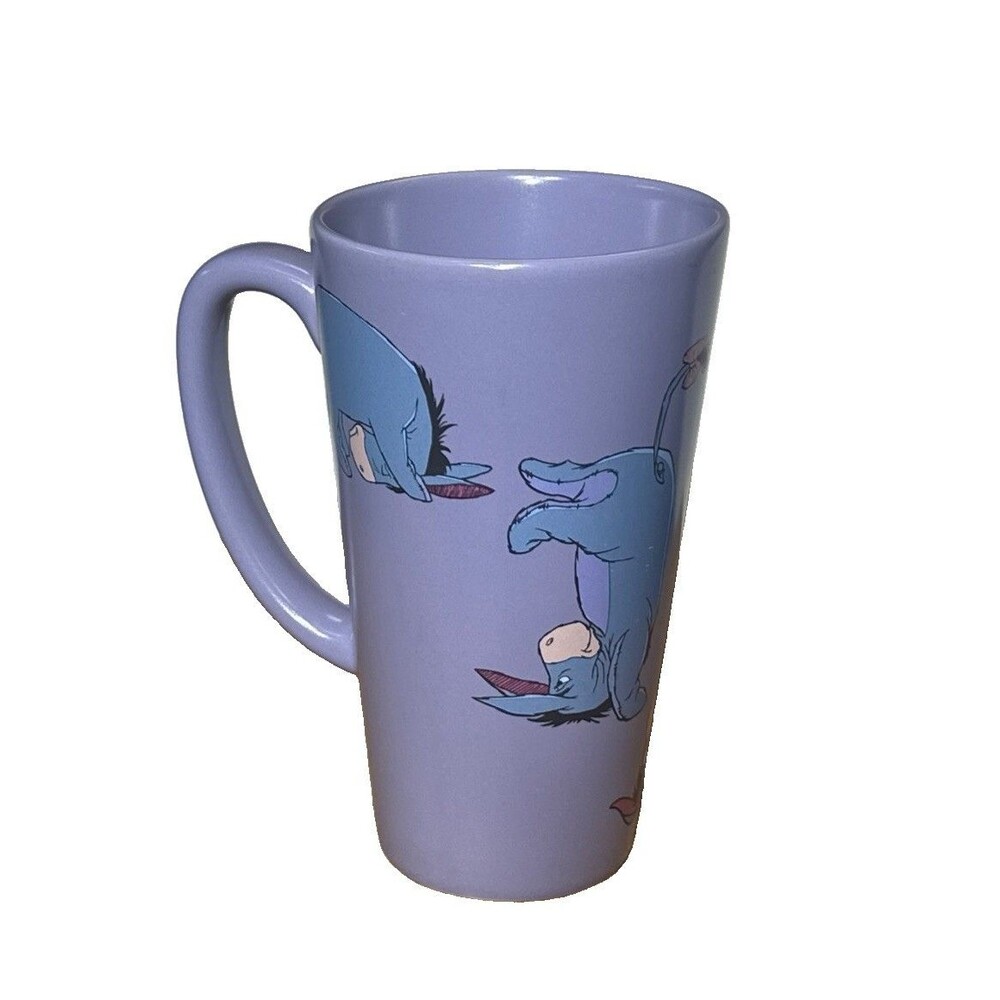 DISNEY STORE Tall 14 oz Coffee Mug EEYORE Tumbling Purple Winnie the Pooh